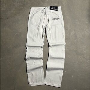 Vintage Y2K Embroidered Corona White Straight Jeans 34x33